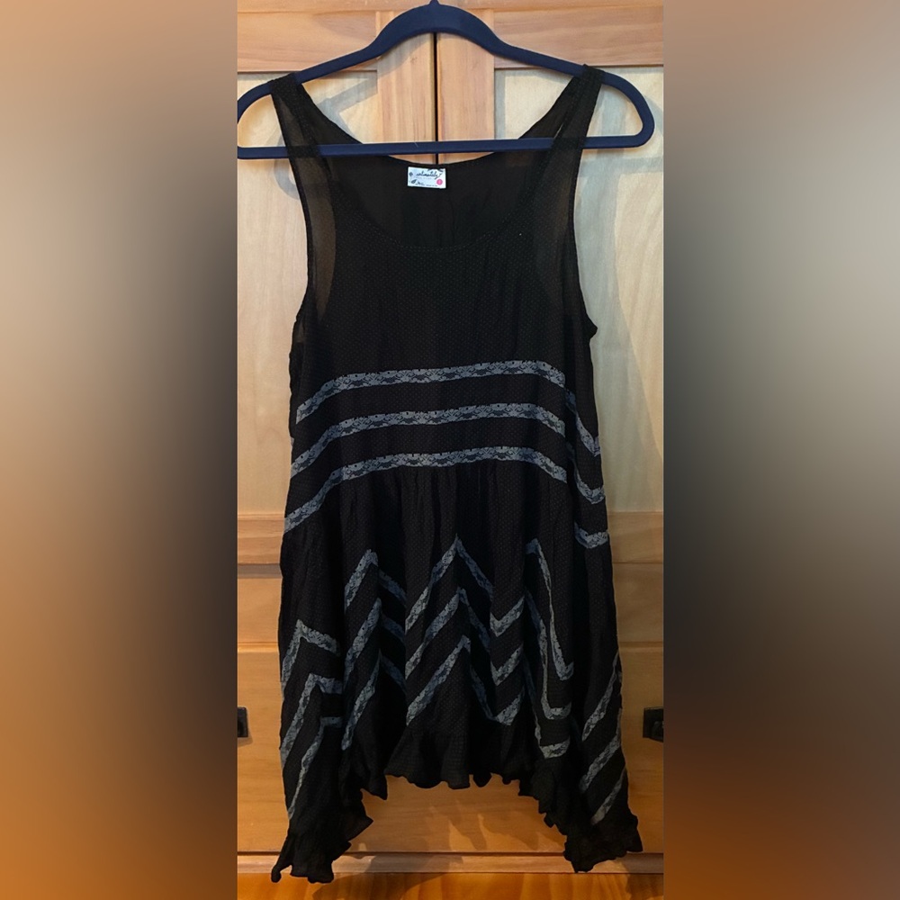 Intimately Free People Black Lace Tiered Tank Dress Size Small Petite